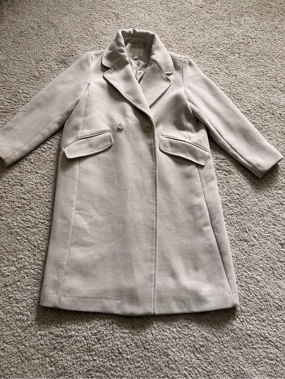 H&M Cream Double-Breasted Wool-Blend Trench Coat